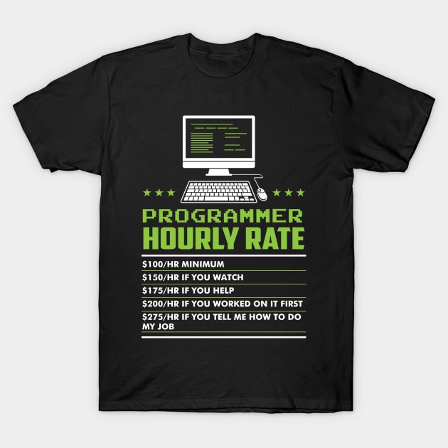 Hourly Rate - Funny Coder Programmer T-Shirt by Shirtbubble